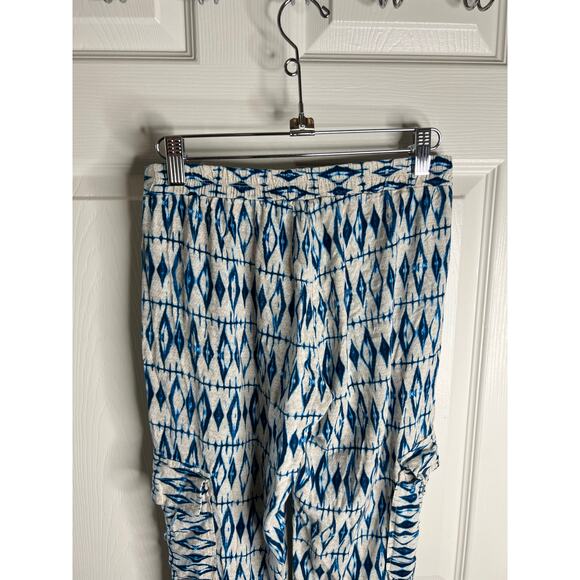 8 Days A Week by Frankie's Bikinis Women's Pull-On Pants Blue/White ~ Size S - Picture 7 of 8